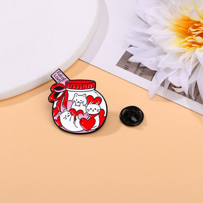 Cute Heart Shape Cat Alloy Enamel Unisex Brooches