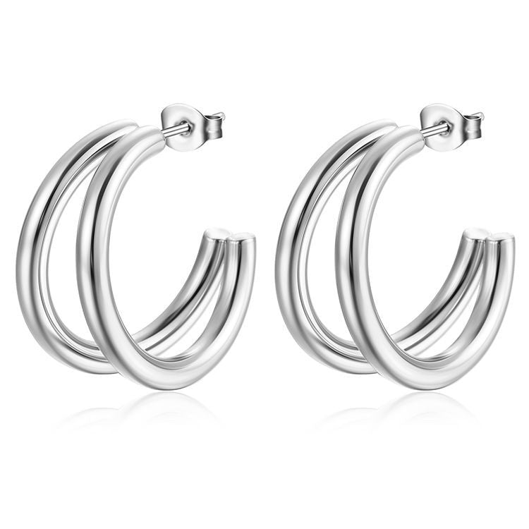 1 Pair Fashion C Shape Plating Stainless Steel Ear Studs