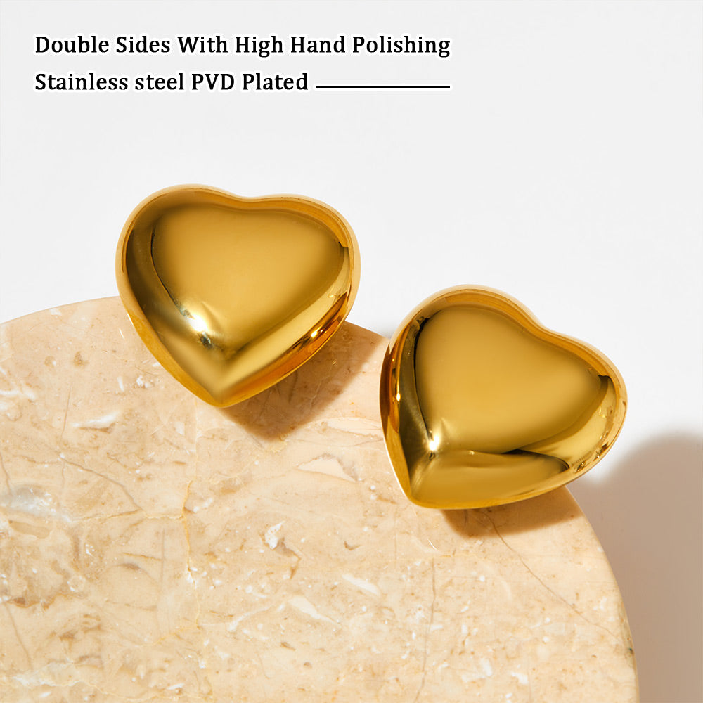 1 Pair Simple Style Heart Shape Plating Stainless Steel 14k Gold Plated White Gold Plated Gold Plated Ear Studs