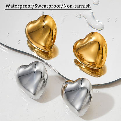 1 Pair Simple Style Heart Shape Plating Stainless Steel 14k Gold Plated White Gold Plated Gold Plated Ear Studs