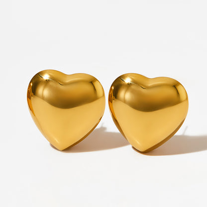 1 Pair Simple Style Heart Shape Plating Stainless Steel 14k Gold Plated White Gold Plated Gold Plated Ear Studs