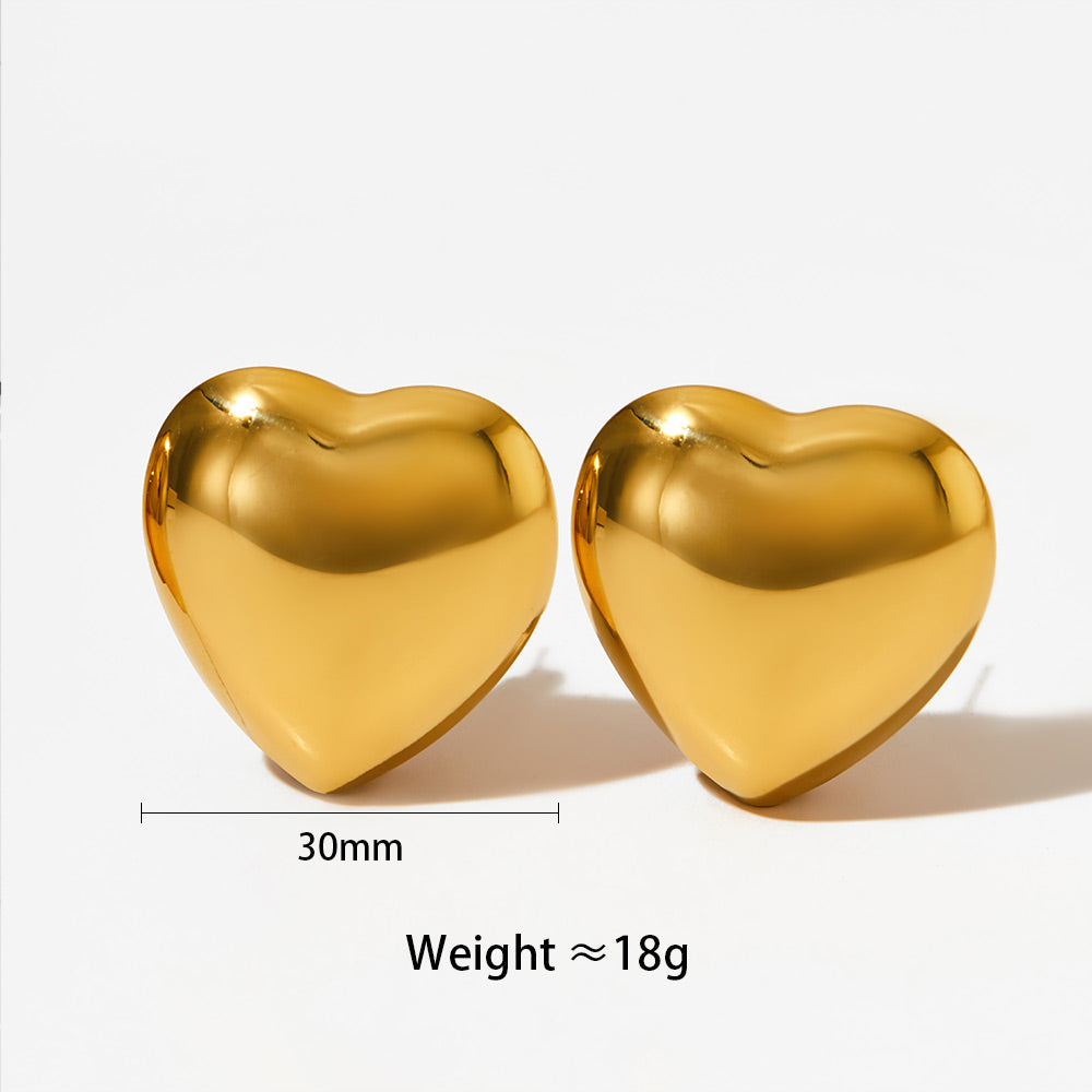 1 Pair Simple Style Heart Shape Plating Stainless Steel 14k Gold Plated White Gold Plated Gold Plated Ear Studs