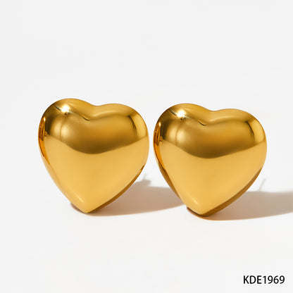 1 Pair Simple Style Heart Shape Plating Stainless Steel 14k Gold Plated White Gold Plated Gold Plated Ear Studs