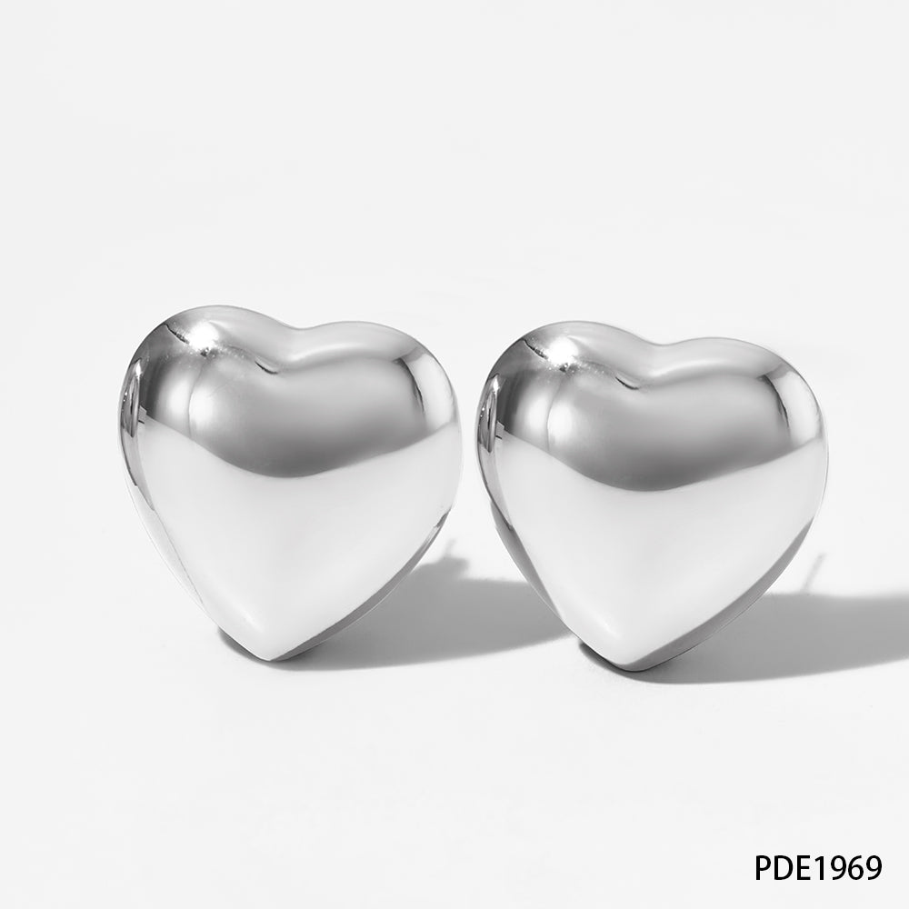 1 Pair Simple Style Heart Shape Plating Stainless Steel 14k Gold Plated White Gold Plated Gold Plated Ear Studs