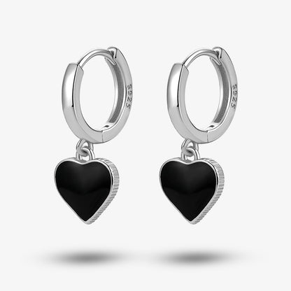 1 Pair Elegant Simple Style Commute Heart Shape Epoxy Plating Sterling Silver 18k Gold Plated White Gold Plated Drop Earrings