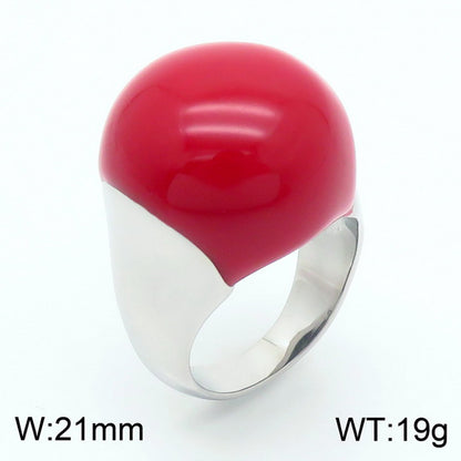 Simple Style Round Titanium Steel Enamel Plating Gold Plated Rings