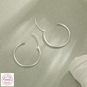 Simple Style Circle Plating Sterling Silver 18k Gold Plated White Gold Plated Earrings