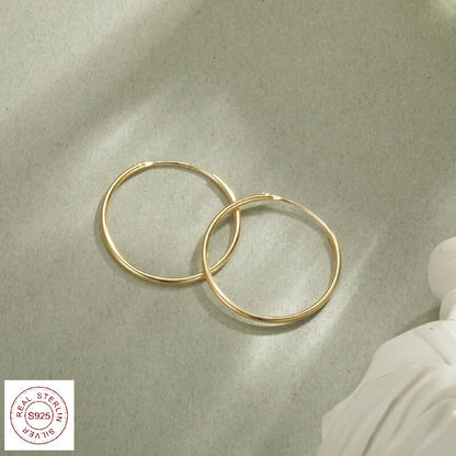 Simple Style Circle Plating Sterling Silver 18k Gold Plated Gold Plated Hoop Earrings