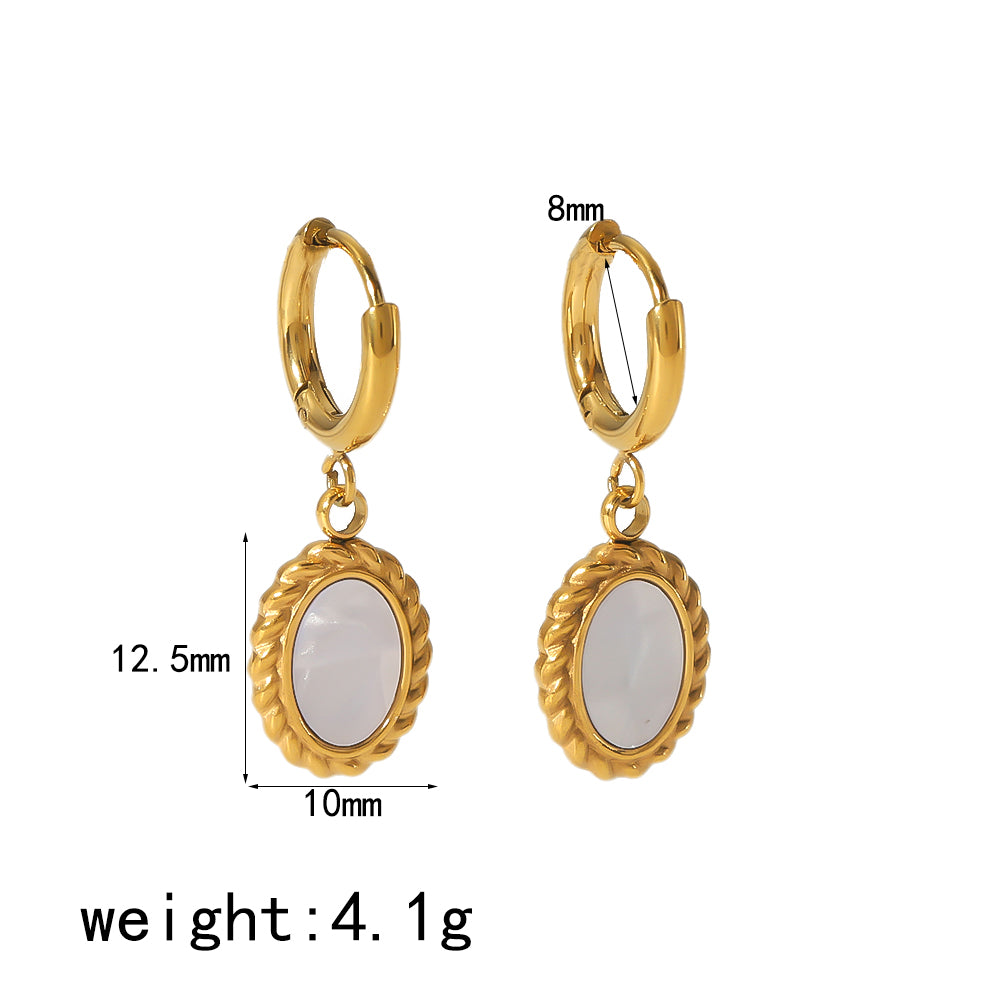 1 Pair Simple Style Quadrilateral Oval Polishing Plating Stainless Steel 18k Gold Plated Drop Earrings