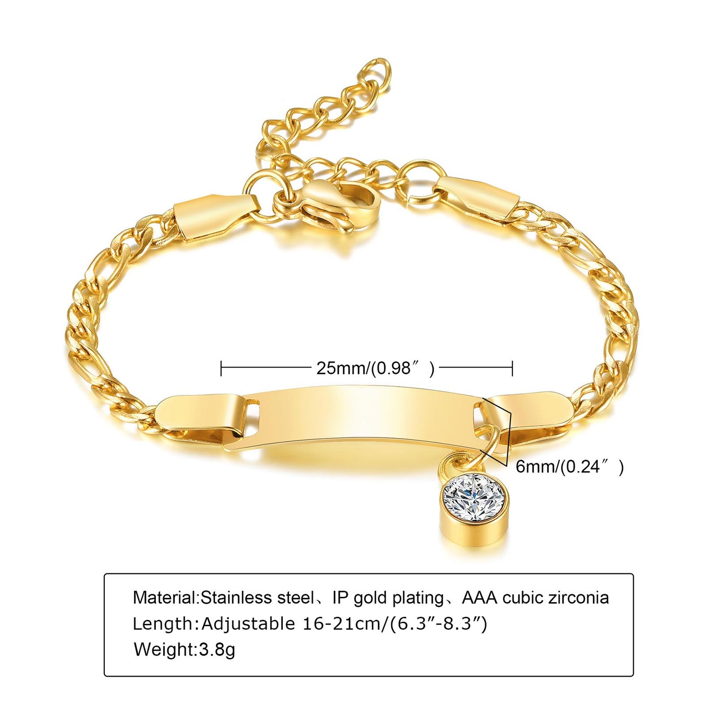 Casual Round Stainless Steel Plating Inlay Zircon Gold Plated Bracelets