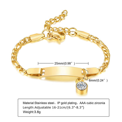 Casual Round Stainless Steel Plating Inlay Zircon Gold Plated Bracelets