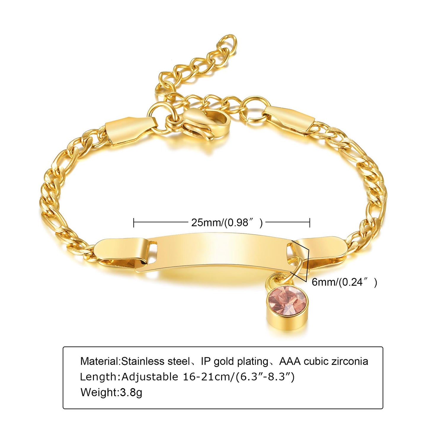 Casual Round Stainless Steel Plating Inlay Zircon Gold Plated Bracelets