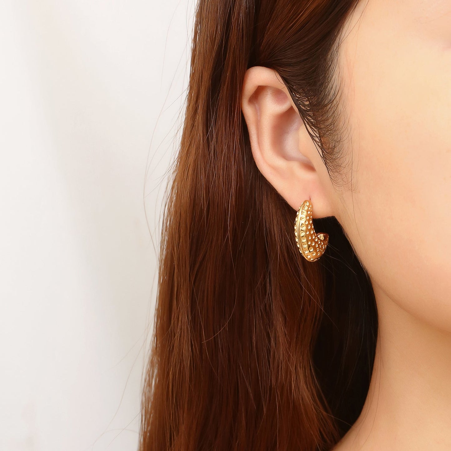 1 Pair Elegant Vintage Style C Shape Asymmetrical Plating Stainless Steel 18k Gold Plated Ear Studs