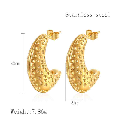 1 Pair Elegant Vintage Style C Shape Asymmetrical Plating Stainless Steel 18k Gold Plated Ear Studs