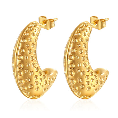 1 Pair Elegant Vintage Style C Shape Asymmetrical Plating Stainless Steel 18k Gold Plated Ear Studs