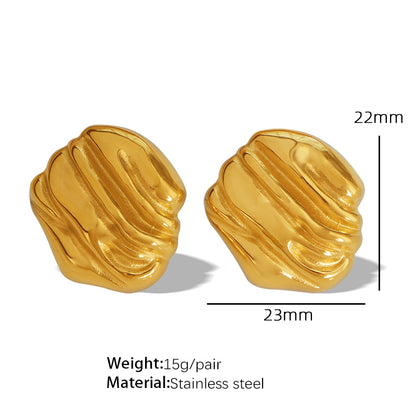 1 Pair Elegant Vintage Style Simple Style Stripe Irregular Plating Pleated Titanium Steel 18k Gold Plated Ear Studs