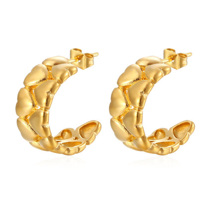 1 Pair Ig Style Elegant Vintage Style Heart Shape Asymmetrical Plating Stainless Steel 18k Gold Plated Ear Studs