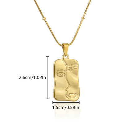 Fashion Human Face Stainless Steel Gold Plated Earrings Necklace