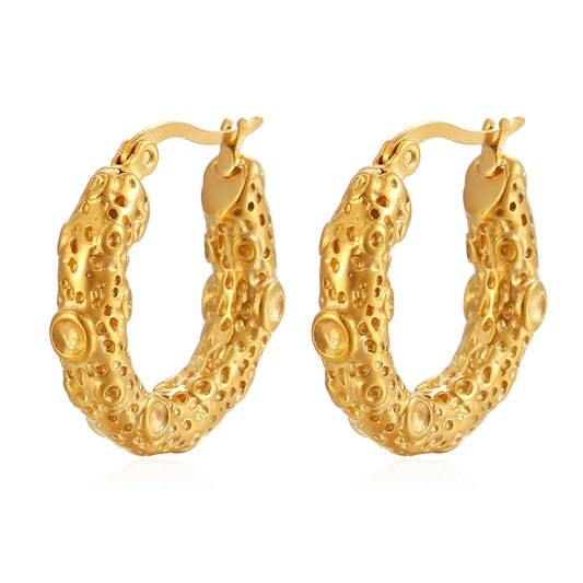 1 Pair Elegant Vintage Style Luxurious Solid Color Asymmetrical Plating Stainless Steel 18k Gold Plated Hoop Earrings