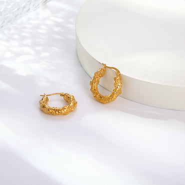 1 Pair Elegant Vintage Style Luxurious Solid Color Asymmetrical Plating Stainless Steel 18k Gold Plated Hoop Earrings