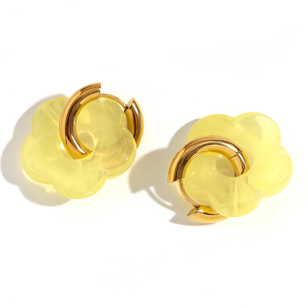 1 Pair Basic Sweet Classic Style Flower Plating Stainless Steel Arylic 18k Gold Plated Drop Earrings