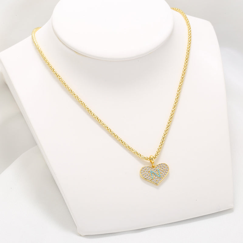 Elegant Simple Style Heart Shape Copper Zircon 18k Gold Plated Pendant Necklace