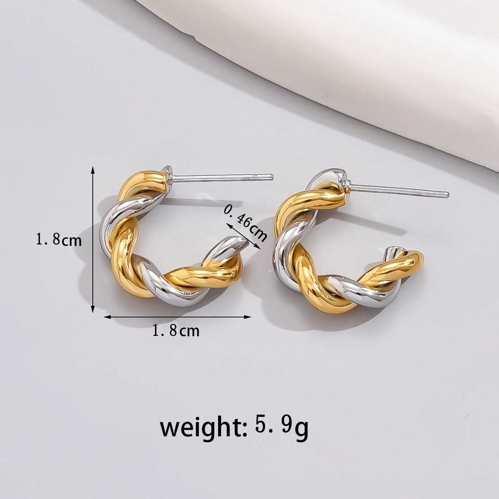 1 Pair Simple Style Classic Style Color Block Patchwork Plating Titanium Steel 18k Gold Plated Ear Studs