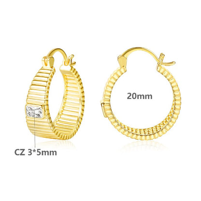 1 Piece 1 Pair Streetwear Round Plating Inlay Copper Brass Zircon 18k Gold Plated Gold Plated Earrings