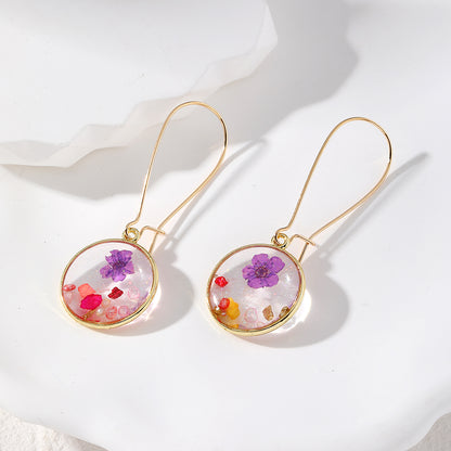 1 Pair Ig Style Simple Style Flower Epoxy Resin Drop Earrings