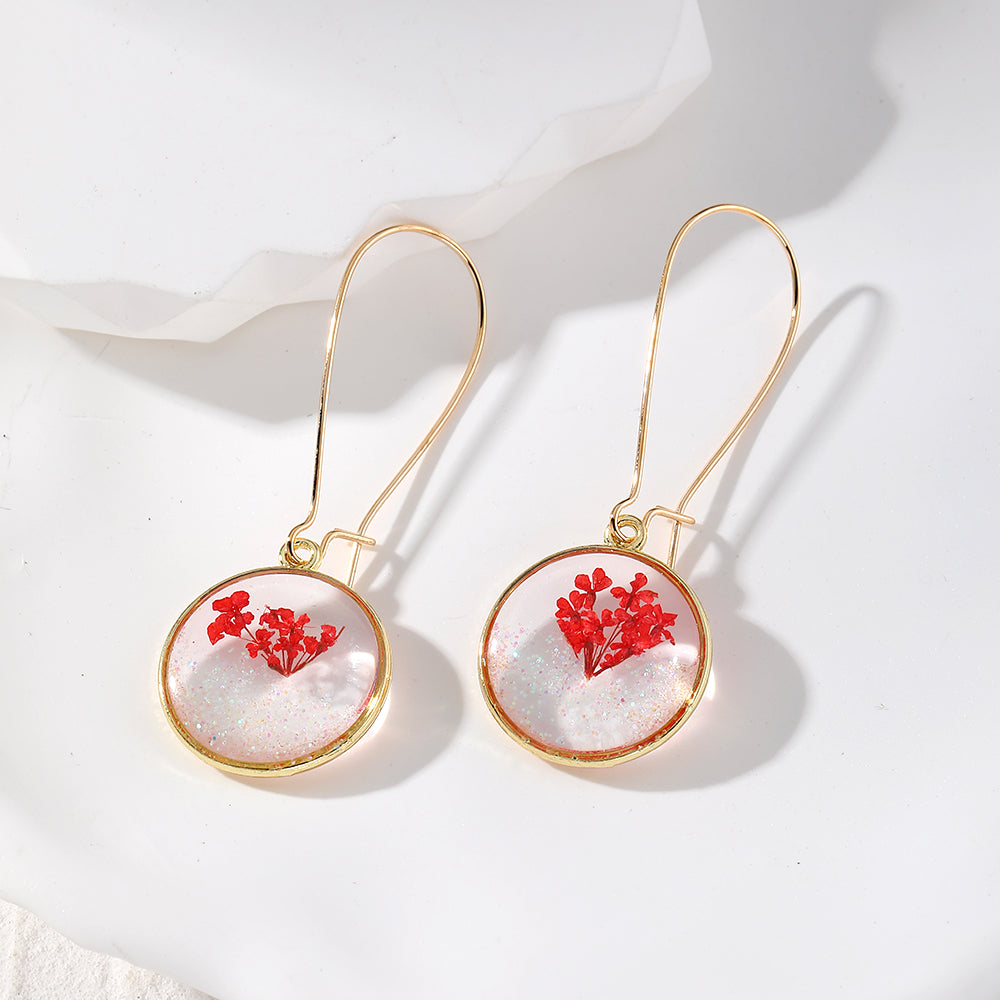 1 Pair Ig Style Simple Style Flower Epoxy Resin Drop Earrings