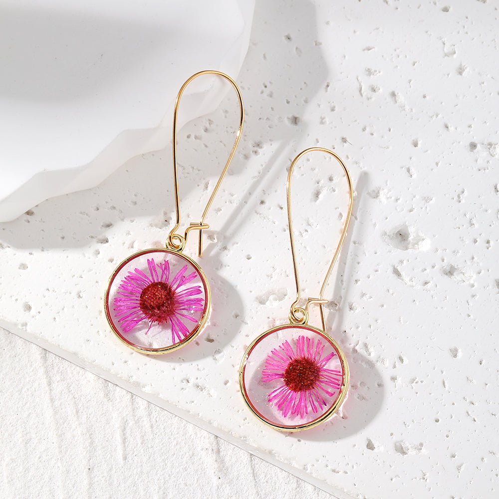 1 Pair Casual Simple Style Plant Flower Epoxy Resin Drop Earrings