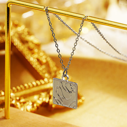 Simple Style Square Lines Stainless Steel Plating 18k Gold Plated Pendant Necklace