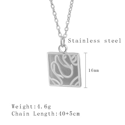 Simple Style Square Lines Stainless Steel Plating 18k Gold Plated Pendant Necklace