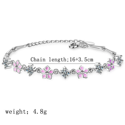 Ig Style Leaf Sterling Silver Plating Inlay Agate Zircon Silver Plated Bracelets