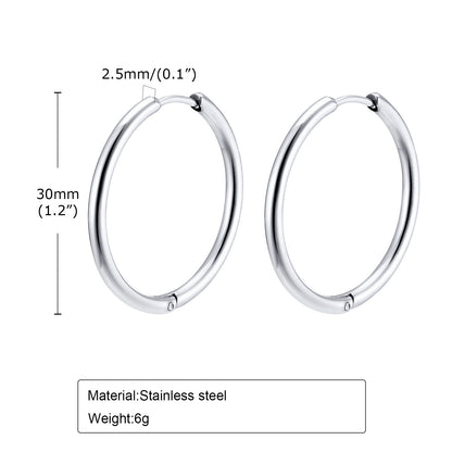 1 Pair Simple Style Solid Color Plating Stainless Steel 18k Gold Plated Hoop Earrings