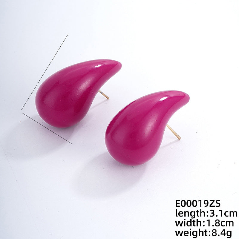 1 Pair Simple Style Water Droplets Ccp Ear Studs