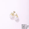 1 Piece Simple Style Heart Shape Bow Knot Plating Inlay Copper Pearl Zircon Gold Plated Ear Studs