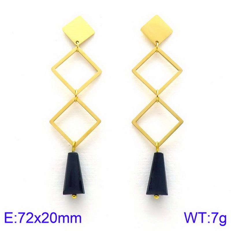 Simple Style Geometric Titanium Steel Tassel Plating Hollow Out Drop Earrings