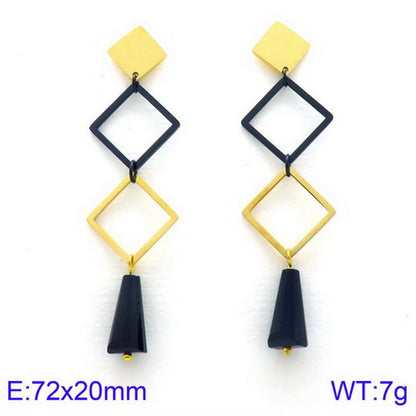 Simple Style Geometric Titanium Steel Tassel Plating Hollow Out Drop Earrings