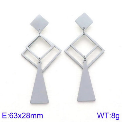 Simple Style Geometric Titanium Steel Tassel Plating Hollow Out Drop Earrings