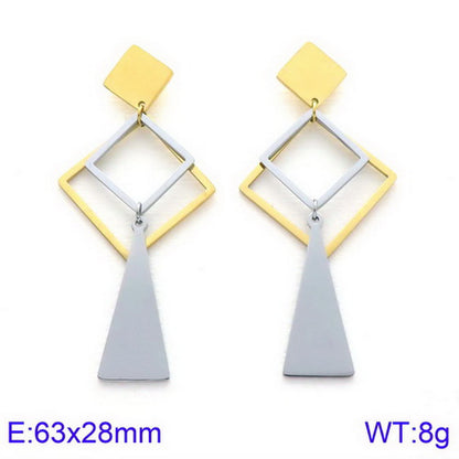 Simple Style Geometric Titanium Steel Tassel Plating Hollow Out Drop Earrings