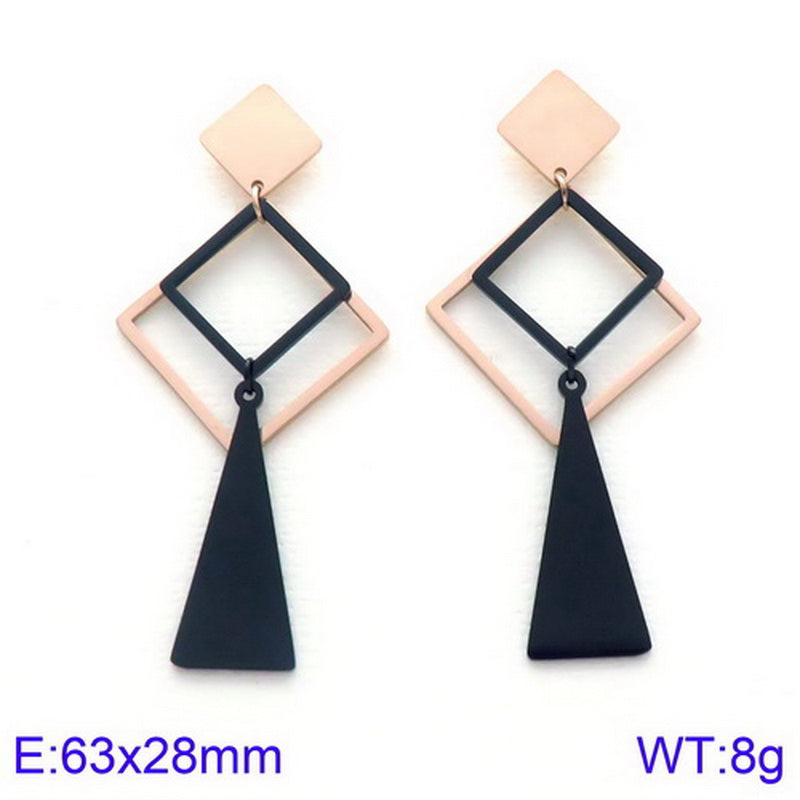 Simple Style Geometric Titanium Steel Tassel Plating Hollow Out Drop Earrings