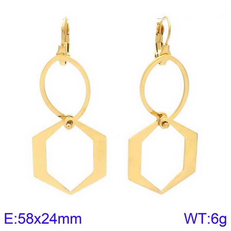 Simple Style Geometric Titanium Steel Tassel Plating Hollow Out Drop Earrings