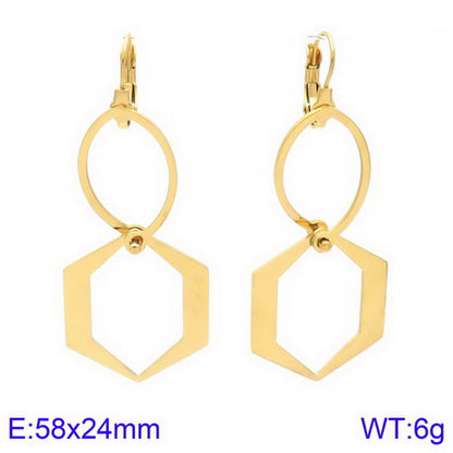 Simple Style Geometric Titanium Steel Tassel Plating Hollow Out Drop Earrings