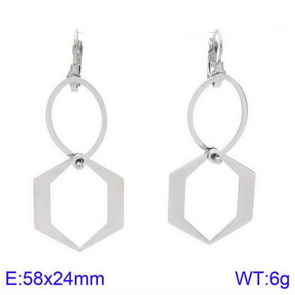 Simple Style Geometric Titanium Steel Tassel Plating Hollow Out Drop Earrings