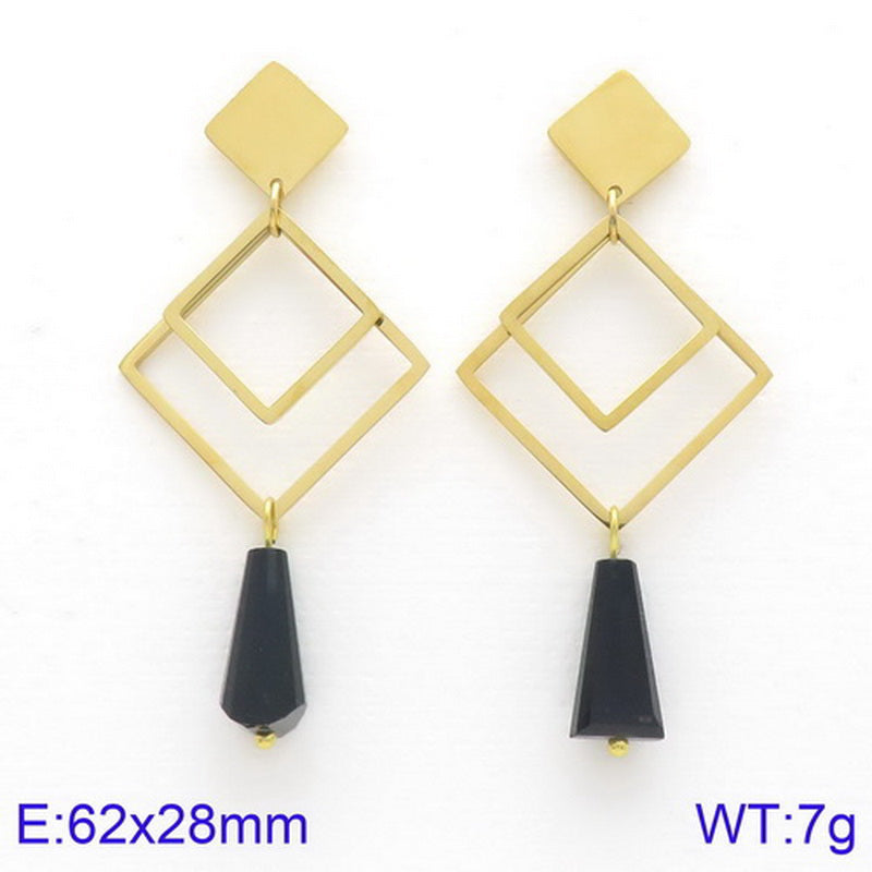 Simple Style Geometric Titanium Steel Tassel Plating Hollow Out Drop Earrings