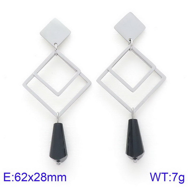 Simple Style Geometric Titanium Steel Tassel Plating Hollow Out Drop Earrings