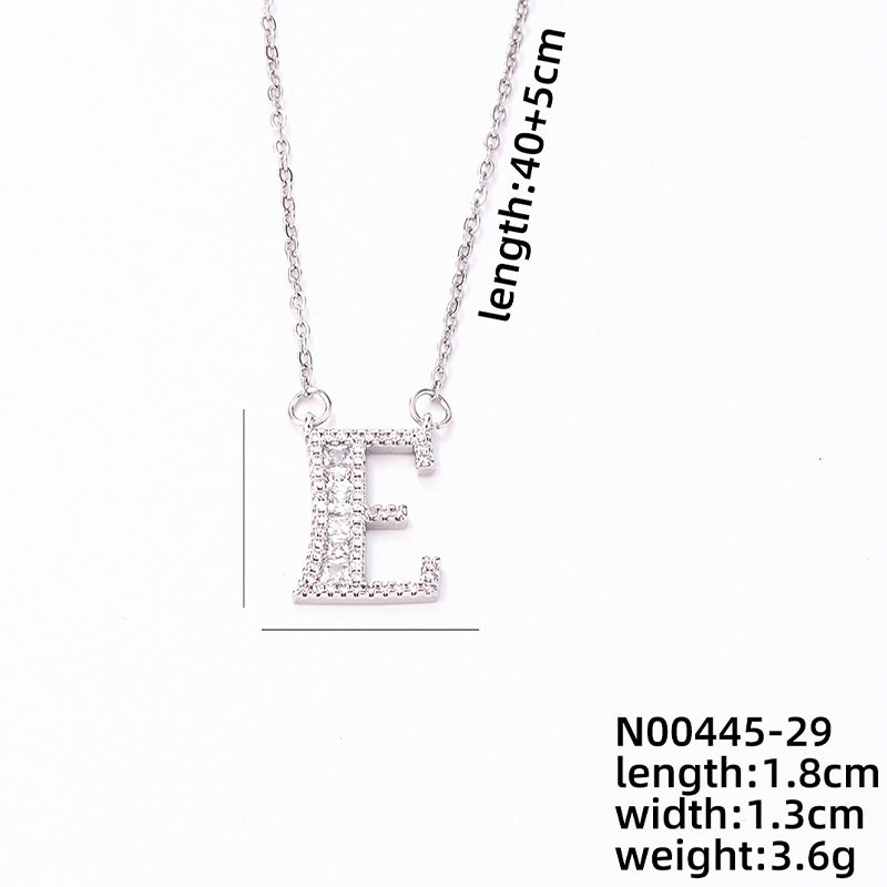 Simple Style Classic Style Letter Stainless Steel Copper Plating Inlay Zircon Silver Plated Pendant Necklace