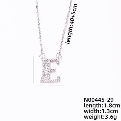 Simple Style Classic Style Letter Stainless Steel Copper Plating Inlay Zircon Silver Plated Pendant Necklace