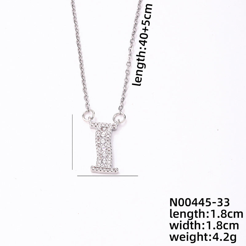 Simple Style Classic Style Letter Stainless Steel Copper Plating Inlay Zircon Silver Plated Pendant Necklace